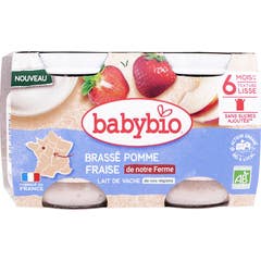 Babybio Mos ærter Æble Jordbær Komælk 2x130 g