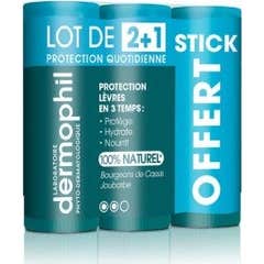Bastone indiano Dermophil Lip Stick giornaliero Lotto di 3x4g