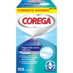 Corega Oxígeno Bio Activo 3 Minutos 108 tabletas limpiadoras