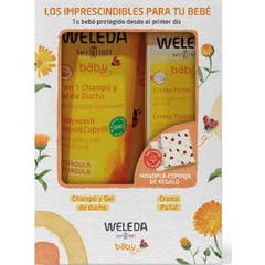 Weleda Bebé Pack Champú y Gel Ducha + Crema Pañal + Manopla