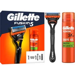 Gillette Fusion 5 Pack Razor + Gel de Afeitar Sensitive 200 ml