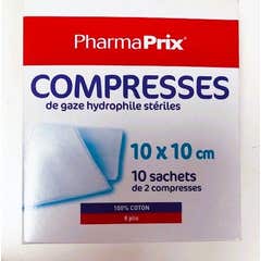 Pharmaprix Compresses Stériles 10x10 cm 10 uds