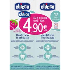 Chicco Pack 2u Zahnpasta Erdbeere 12+