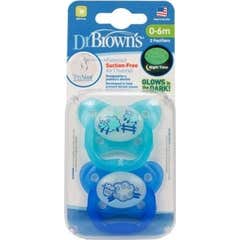 Dr Brown'S Chupete Silicona Nocturno 0 a 6 Meses Azul 2 uds