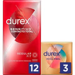 Durex Sensitivo Contacto Total 12uds + Durex Real Feel 3uds Durex Sensitivo Contacto Total 12uds + Durex Real Feel 3uds