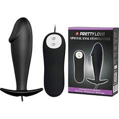 Pretty Love Plug Anal Silicona Forma Pene y 12 Modos Vibracion Negro 1ud