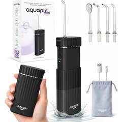 AquaPik Mini Bærbar Mundskylle Kit Rejse USB Opladning Sort