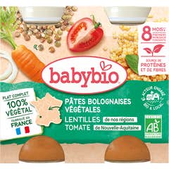 BabyBio Boloñesa Zanahorias Lentejas Tomates +8M 2x200g