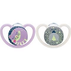 Nuk Silicona Chupetes Noche 0-6M Mädchen 2uds