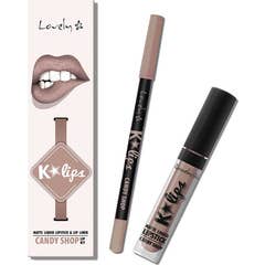 Lovely Set K Lips 6 Perfilador de Labios + Labial Líquido