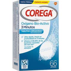 Corega Oxígeno Bio Activo 3 Minutos 66 tabletas limpiadoras