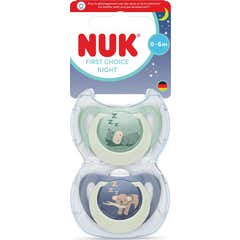 NUK First Choice Night Fopspeen Hippo Koala 0-6M 2 stuks