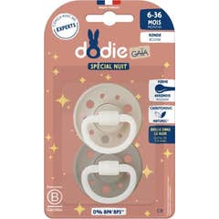 Dodie Gaïa Especial Noche Chupete Redondo 6-36M C8 Beige 2 uds
