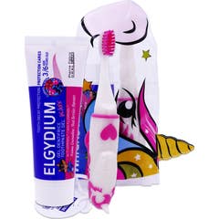 Elgydium Zestaw Podróżny Jednorożec Pasta do Zębów 3-6L 50 ml + Szczoteczka