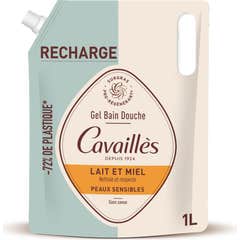 Cavaillès Duschgel Milch Honig für empfindliche Haut Nachfüllung 1000 ml