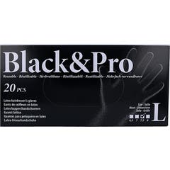 Sinelco Black &amp; Pro Rękawice lateksowe czarne duże L 20szt