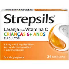 Strepsils Laranja com Vitamina C 1.2mg + 0.6mg 24 Pastilhas