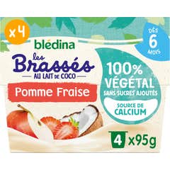 Bledina Les Brasses Leche Coco 100 Vegetal Manzana Fresa 4x95 g