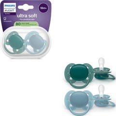 Philips Avent Ultra Soft Chupete 18M+ Blue Green 2uds