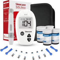 Sinocare Accu 100 Kit Glucómetro + 100 Tiras Mg/Dl