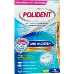 Polident Limpiador Prótesis Anti-Bacteriano Antisarro 72caps