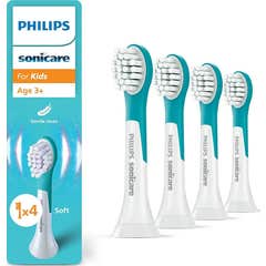 Sonicare For Kids Age 3+ Soft Brush Heads White Blue 4 pcs