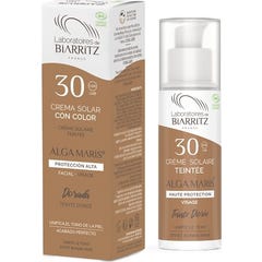 Les Laboratoires de Biarritz Algamaris SPF30 Sonnencreme mit einer goldenen Tönung für das Gesicht aus kontrolliert biologischem Anbau