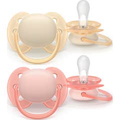 Philips Avent Ultra Soft Chupete Eco 0-6M Rosa Naranja 2uds