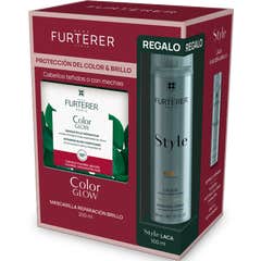 René Furterer Pack Color Glow Maschera Riparatrice Lucentezza 200 ml + Style Lacca 100 ml