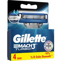 Gillette Mach 3 Turbo Cargado 4 uds