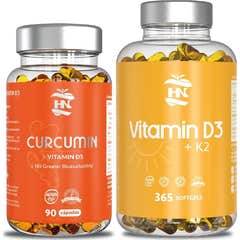 HN Pack Vitamina D3 365 caps + Cúrcuma 90 caps