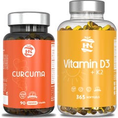 HN Pack Vitamina D3 365 caps + Cúrcuma 90 caps