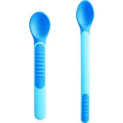 Mam Heat Sensitive Spoon & Cover Cuchara Sensible Azul 2 uds