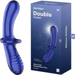 Satisfyer Double Crystal Dildo Hot & Cold Light Blue 1ud