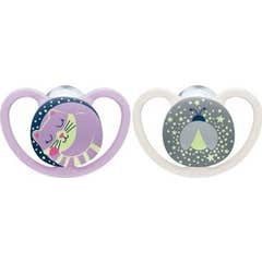 Nuk Silicona Chupetes Noche 18-36M Mädchen 2uds