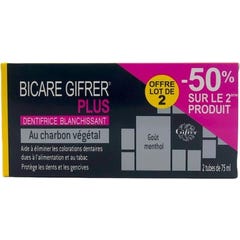 Gifrer Bicare Plus Dentifrice Blanchissant Charbon Végétal 2x75ml