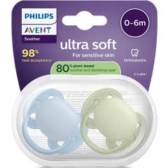 Philips Avent Ultra Soft Chupete Eco 0-6M Green Blue 2uds