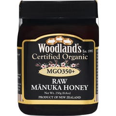 Woodland's MGO 350+ Rauwe Biologische Manuka Honing 250 g