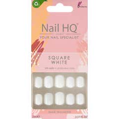 Nail HQ Square Uñas Postizas White 24uds