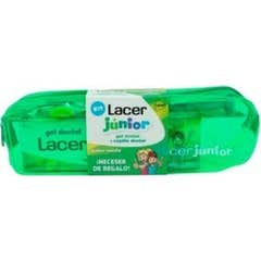 Lacer Junior Kit dental gel 75ml + toothbrush 1ud + toilet bag green colour GIFT