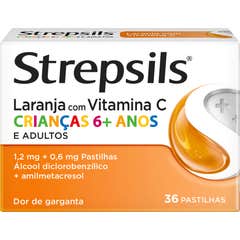 Strepsils Laranja com Vitamina C 1.2mg + 0.6mg 36 Pastilhas