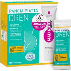 Montefarmaco Pack Pancia Piatta Dren 14 Stick Ananas + Mad Mud Dren