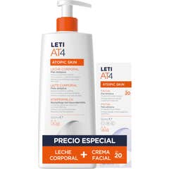 Leti AT4 Atopic Skin Set Leche 500 ml + Facial SPF20 50 ml