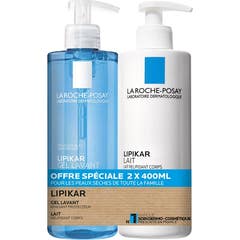 La Roche Posay Lipikar Leche 400 ml + Lipikar Gel Limpiad 400 ml