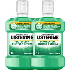 Listerine Enjuague Bucal Protección Dientes y Encías Menta Fresca 2x1L