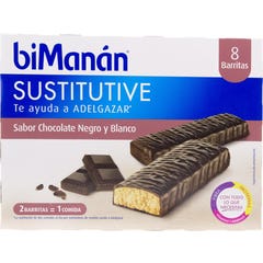 biManán™ Sustitutive sabor chocolate negro y white 8 barritas