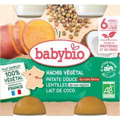 BabyBio Hachis Vegetal Boniato Lentejas Leche Coco 6M+ 2x200 g