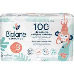 Biolane Natural Baby Diapers Size 3 4-9kg 52 Units