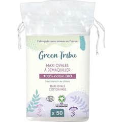 Green Tribu Maxi Ovales Desmaquillantes de Algodón Bio 50 uds