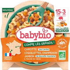 BabyBio Como Los Grandes Zanahoria Coquillettes Champiñon Jamón 200 g